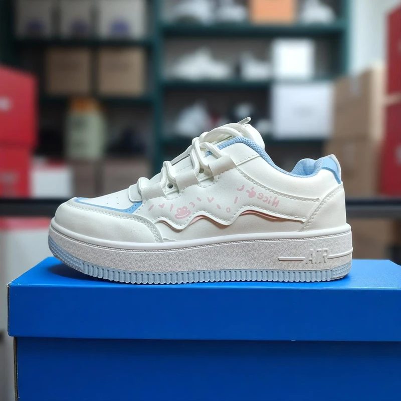 Cute White Sneakers with Pink and Blue Accents—Perfect for Casual, Playful Days & All-Day Comfort