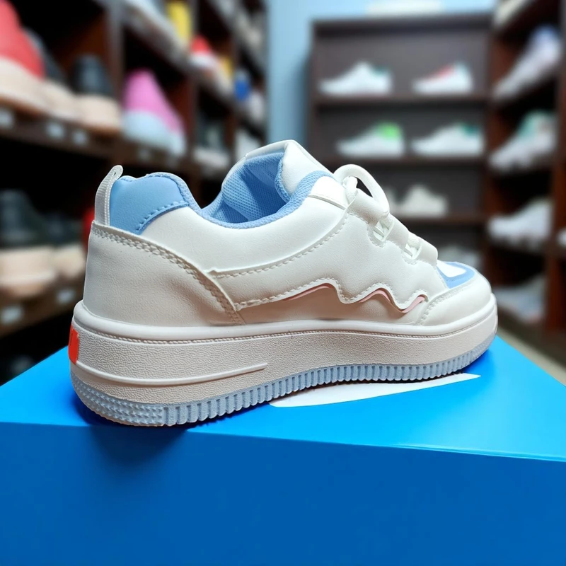 Cute White Sneakers with Pink and Blue Accents—Perfect for Casual, Playful Days & All-Day Comfort - Image 3