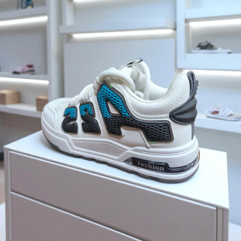310-Gray  Sneakers with Colorful "A25" Numbers—Bold & Trendy Fashion Statement