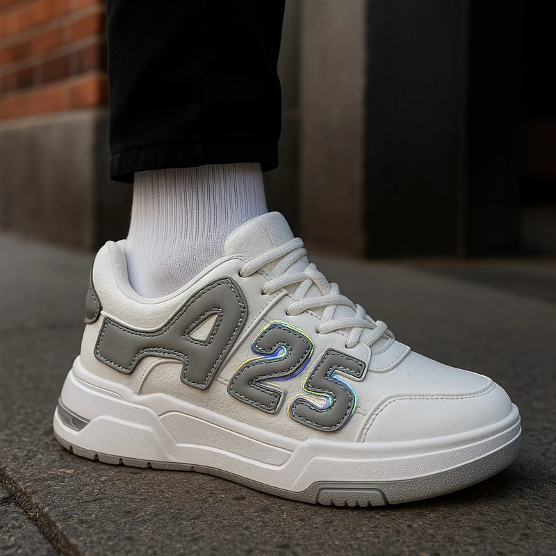 310-Gray  Sneakers with Colorful "A25" Numbers—Bold & Trendy Fashion Statement - Image 4