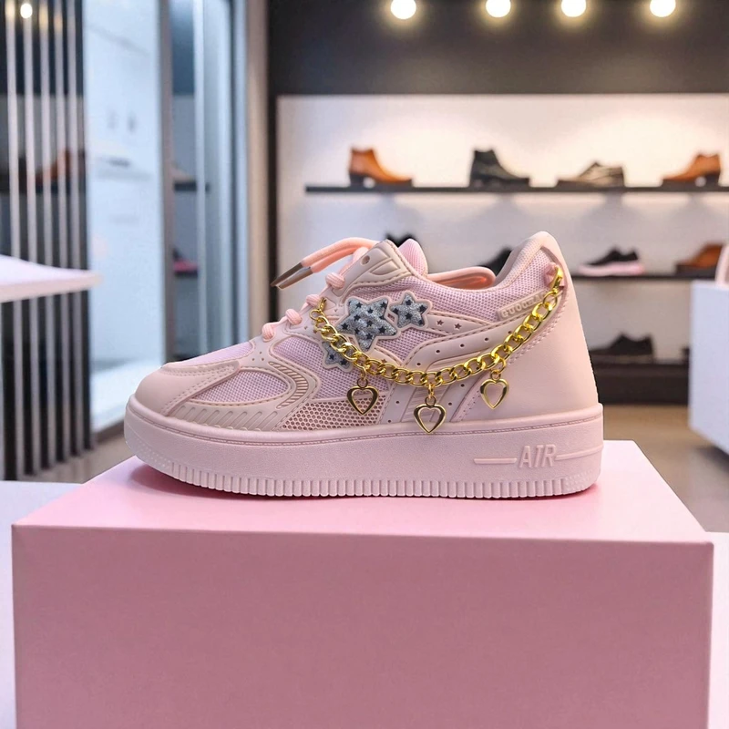 229 – Trendy Pink Sneakers with Star Embellishment – দারুন আরামদায়ক, স্টাইলিশ মেয়েদের জন্য বেস্ট চয়েস