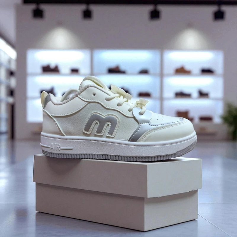 219-Gray  Sneakers with Bold "M" Logo—Classic & Stylish Casual Footwear - Image 4