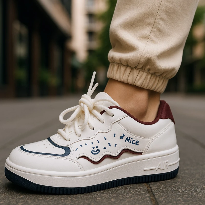 218-Maroon Sneakers with White and Black Accents—Chic & Versatile Casual Footwear - Image 4