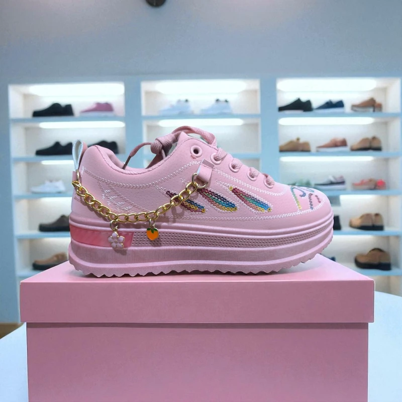 225-Pink Sneakers on Display—Chic & Stylish Casual Footwear