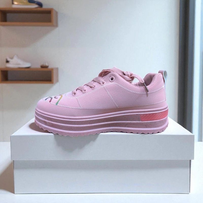 225-Pink Sneakers on Display—Chic & Stylish Casual Footwear