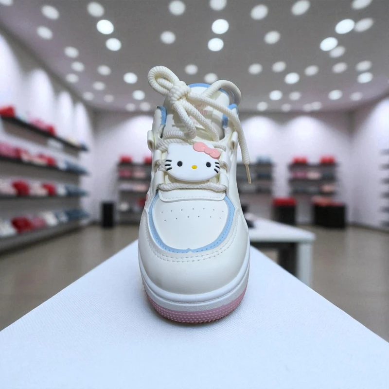215-Pink and White Sneakers with Blue Accents—Bright & Trendy Casual Footwear