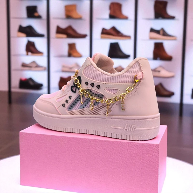 228 - Pink Sneakers with Heart & Star Design & Gold Charm Chain – দারুন কিউট, ট্রেন্ডি মেয়েদের জন্য স্টাইলিশ চয়েস - Image 4