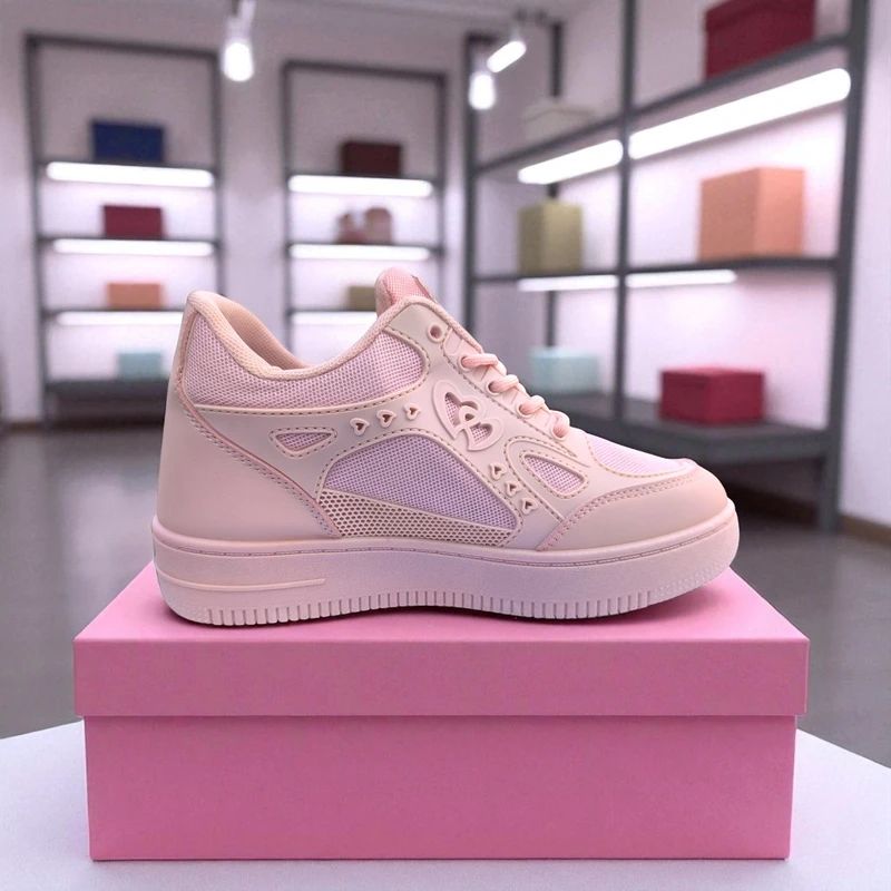 228 - Pink Sneakers with Heart & Star Design & Gold Charm Chain – দারুন কিউট, ট্রেন্ডি মেয়েদের জন্য স্টাইলিশ চয়েস - Image 7