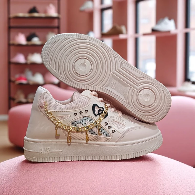 228 - Pink Sneakers with Heart & Star Design & Gold Charm Chain – দারুন কিউট, ট্রেন্ডি মেয়েদের জন্য স্টাইলিশ চয়েস - Image 8