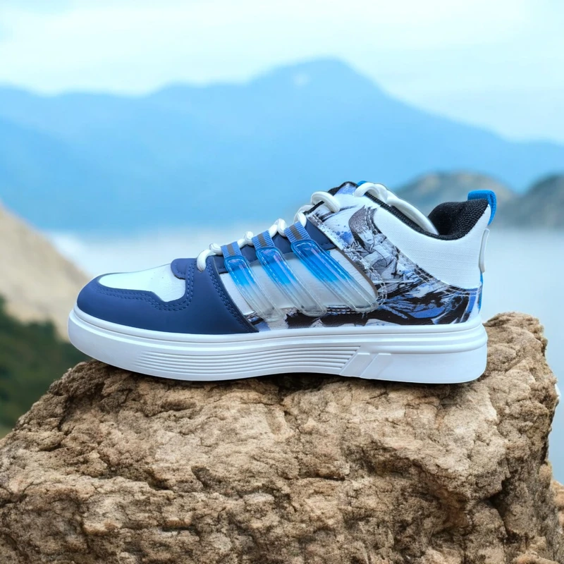 004 - Premium Blue-White Men’s Casual & Training Sneakers - Image 4