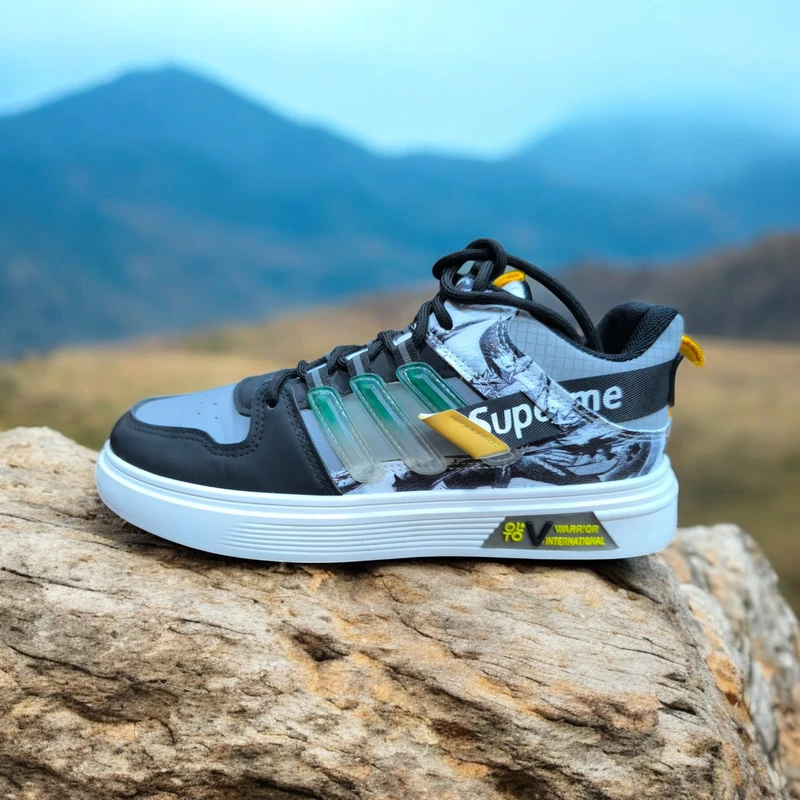 004 - Premium Green Gray and White Combination Men’s Casual & Training Sneakers