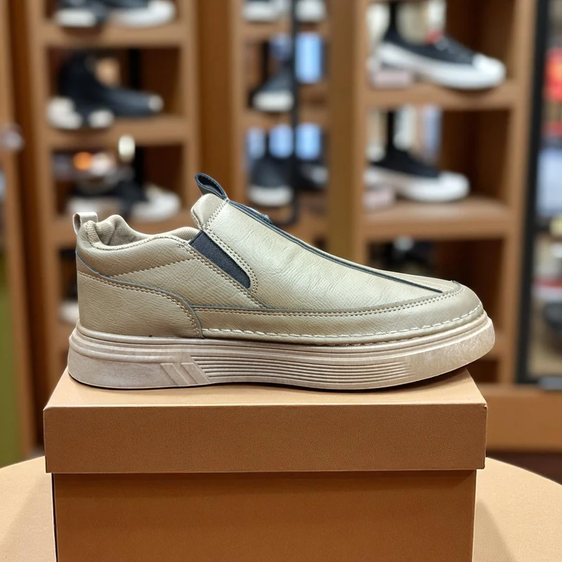 006 - Brown Slip-on Sneakers with Zip Detail—Comfort and Style in Every Step
