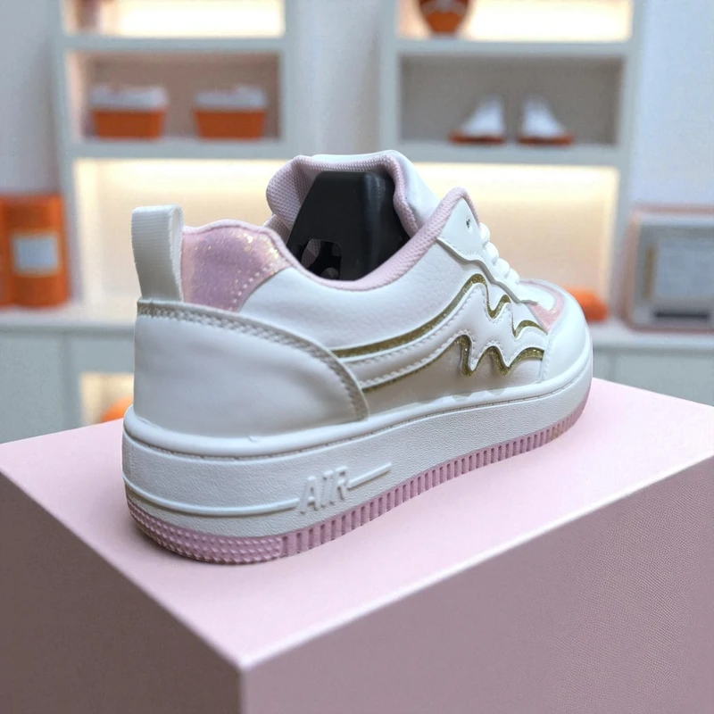 221- Pink Sneaker with Gold Accents—Chic & Elegant Casual Footwear - Image 3