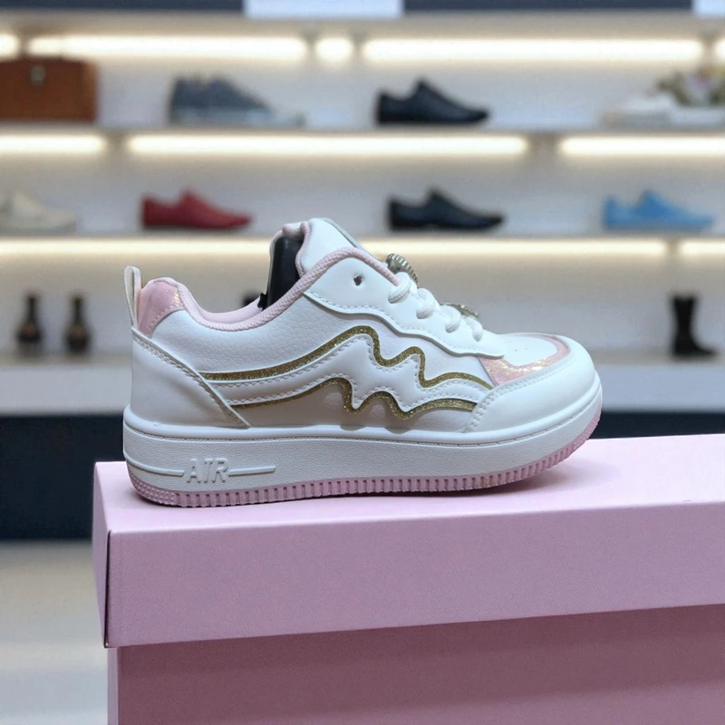 221- Pink Sneaker with Gold Accents—Chic & Elegant Casual Footwear - Image 4
