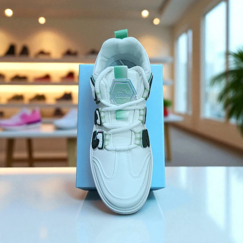 311🔥Green White Hype Minimalist Sole Sneakers – Street Style Meets Comfort 🔥 - Image 5