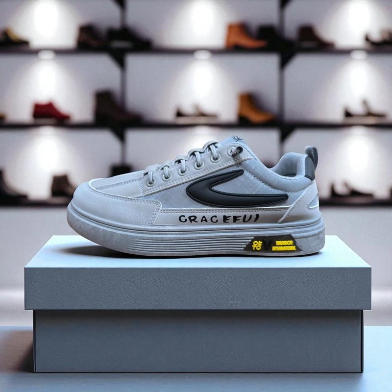 312- Gray Graceful White Sneakers Accents—Elegant & Trendy Casual Footwear - Image 3
