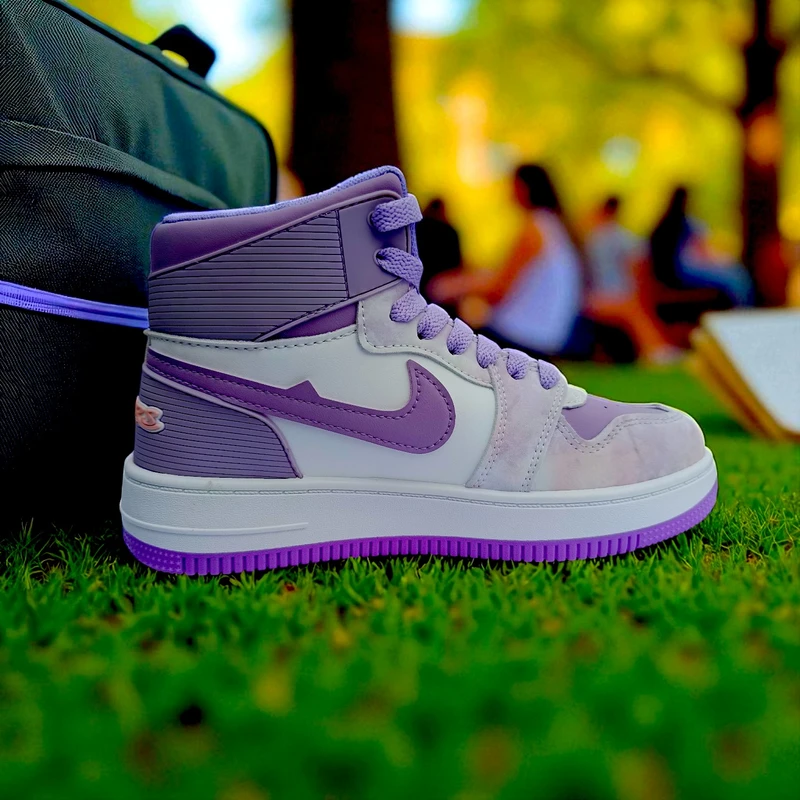 202- Purple Travel & Western Vibe Purple High-Top Sneakers – বাইক রাইড ও অ্যাডভেঞ্চারের জন্য স্টাইলিশ চয়েস - Image 3