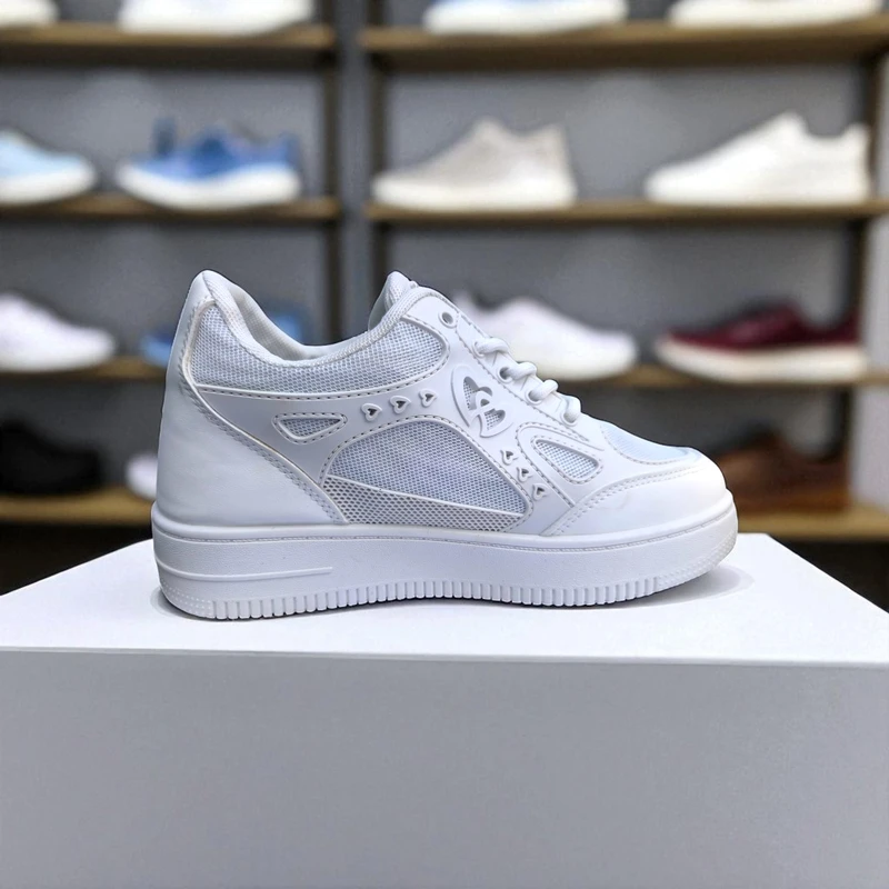 228 - White Sneakers with Heart & Star Design & Gold Charm Chain – দারুন কিউট, ট্রেন্ডি মেয়েদের জন্য স্টাইলিশ চয়েস - Image 4