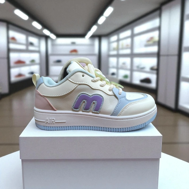 219-Bule Sneakers with "M" Logo—Charming & Trendy Casual Footwear