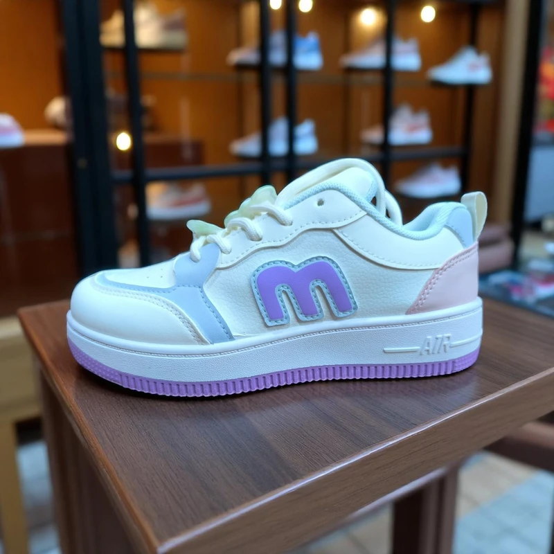 219-Bule Sneakers with "M" Logo—Charming & Trendy Casual Footwear