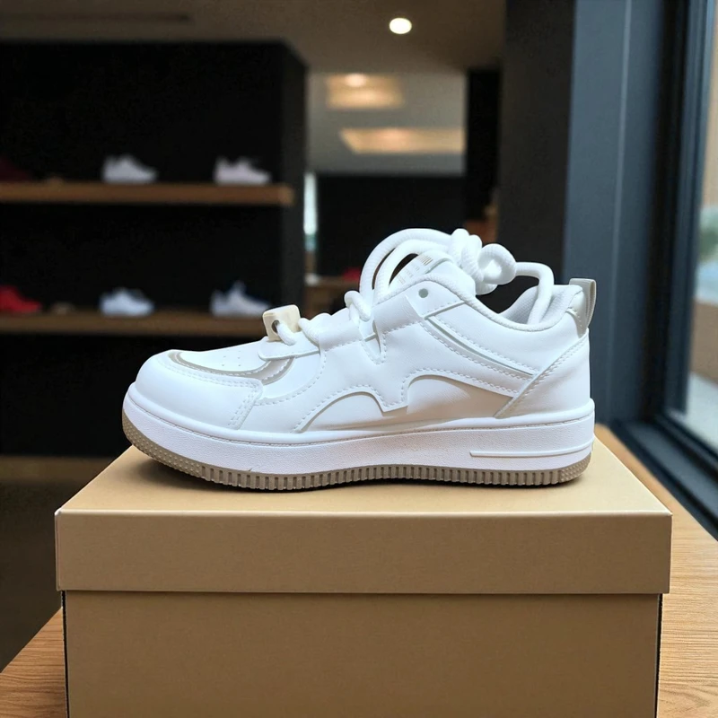 217-Brown & White Sneaker —Classic and Versatile Casual Footwear