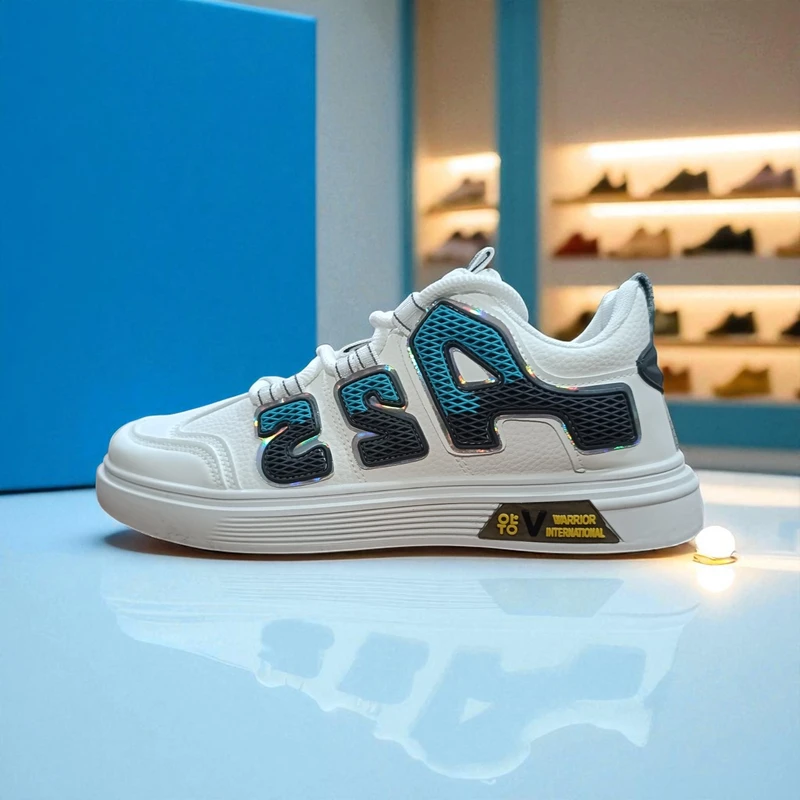 311🔥Gray Cyan White Hype Minimalist Sole Sneakers – Street Style Meets Comfort 🔥