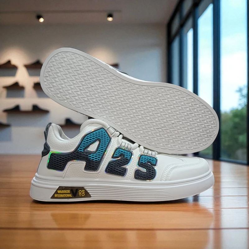 311🔥Gray Cyan White Hype Minimalist Sole Sneakers – Street Style Meets Comfort 🔥 - Image 3