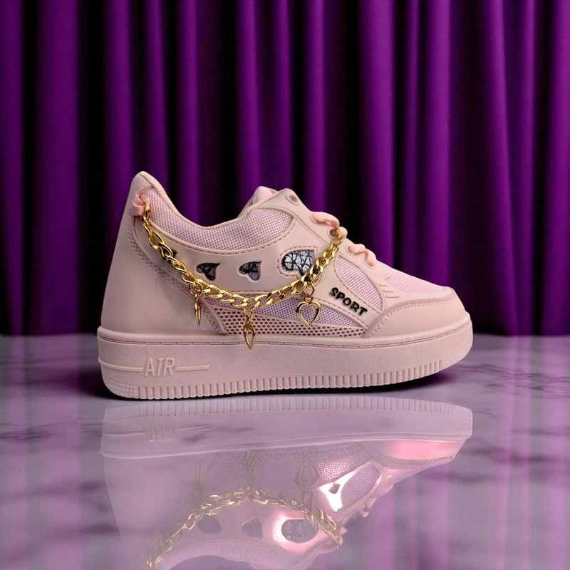 227 – Pink Sneakers with Heart Charms & Gold Chain – দারুন কিউট, স্টাইলিশ মেয়েদের জন্য একদম পারফেক্ট - Image 5