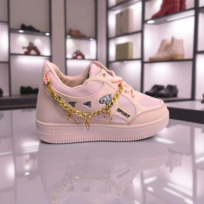 227 – Pink Sneakers with Heart Charms & Gold Chain – দারুন কিউট, স্টাইলিশ মেয়েদের জন্য একদম পারফেক্ট - Image 6