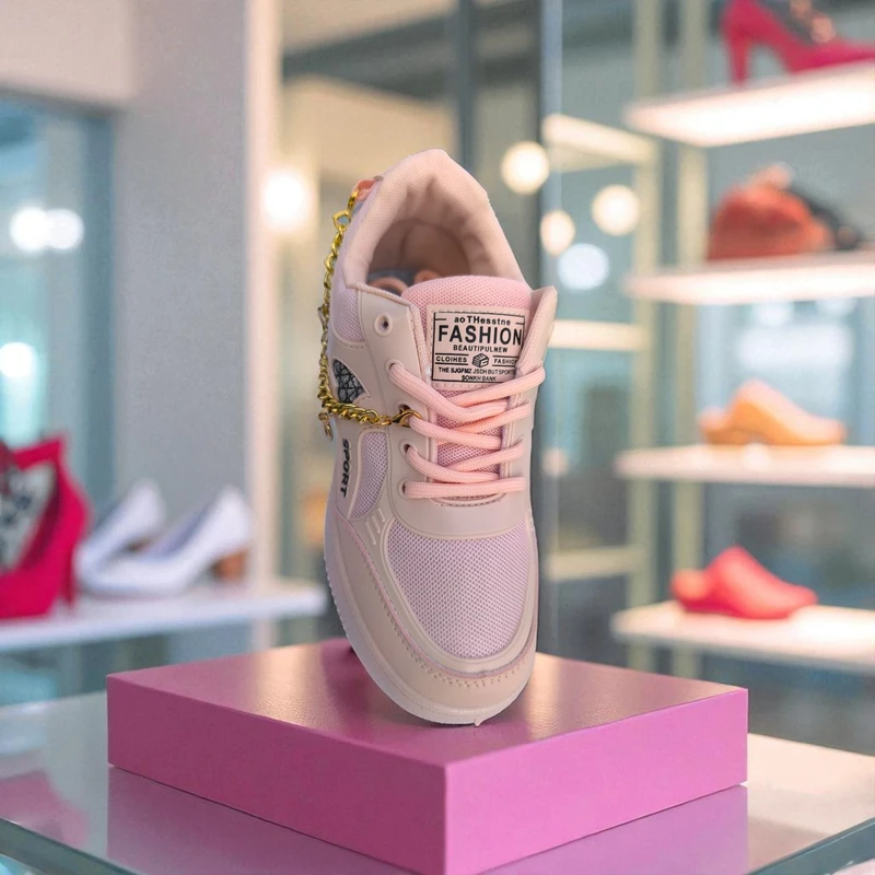 227 – Pink Sneakers with Heart Charms & Gold Chain – দারুন কিউট, স্টাইলিশ মেয়েদের জন্য একদম পারফেক্ট - Image 7