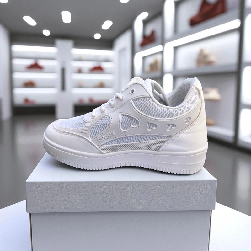 227 – White Sneakers with Heart Charms & Gold Chain – দারুন কিউট, স্টাইলিশ মেয়েদের জন্য একদম পারফেক্ট - Image 3