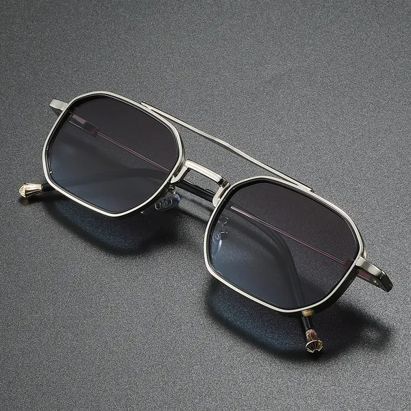Luxury Square Retro Metal Sunglasses for Men - Image 3