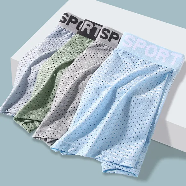 ( 4 Pcs Set ) Men's Cool Fit Ice Silk Boxer