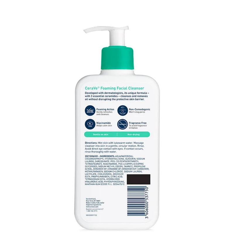 CeraVe Foaming Facial Cleanser for Normal to Oily Skin – 355ml