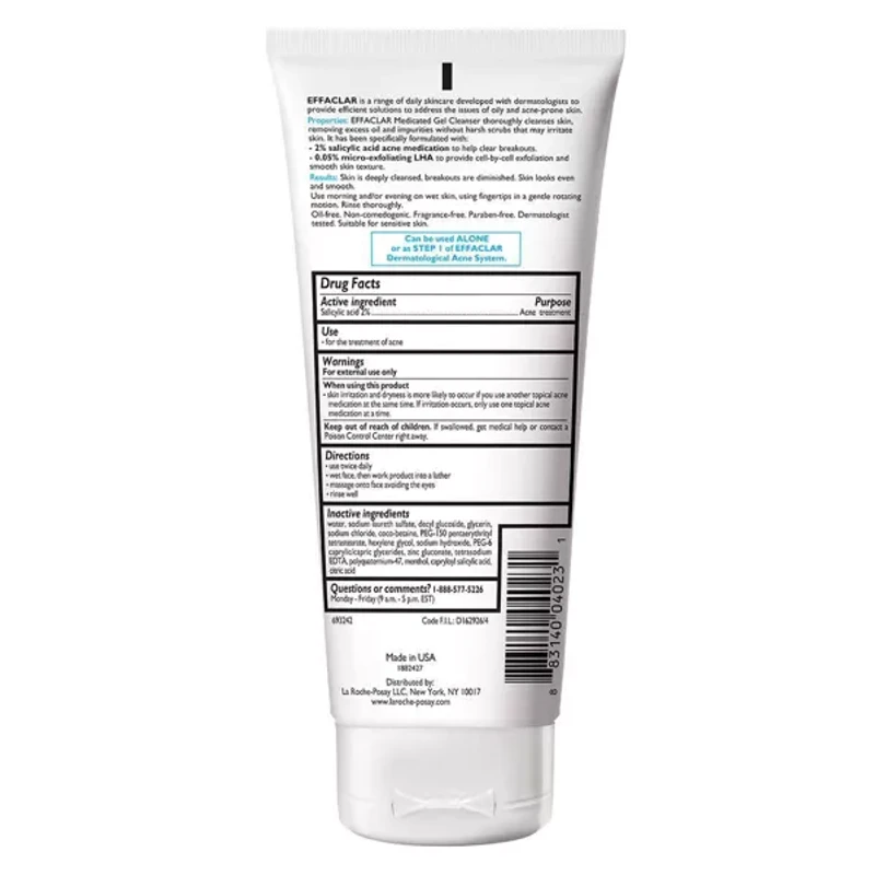La Roche Posay Effaclar Acne Face Cleanser Medicated Gel Face Cleanser with Salicylic Acid for Acne Prone Skin