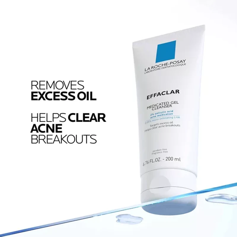 La Roche Posay Effaclar Acne Face Cleanser Medicated Gel Face Cleanser with Salicylic Acid for Acne Prone Skin - Image 4