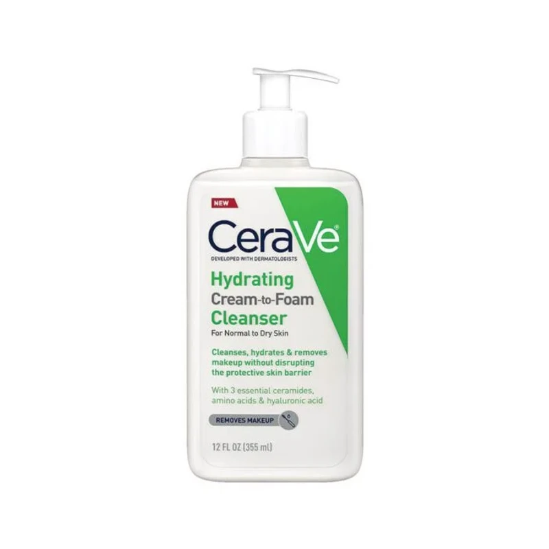 CeraVe Hydrating Cream-to-Foam Cleanser for Normal to Dry Skin – 355ml
