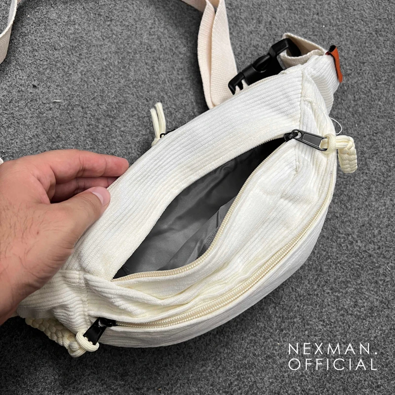 CORD CHEST BAG FOR MEN - WHITE
