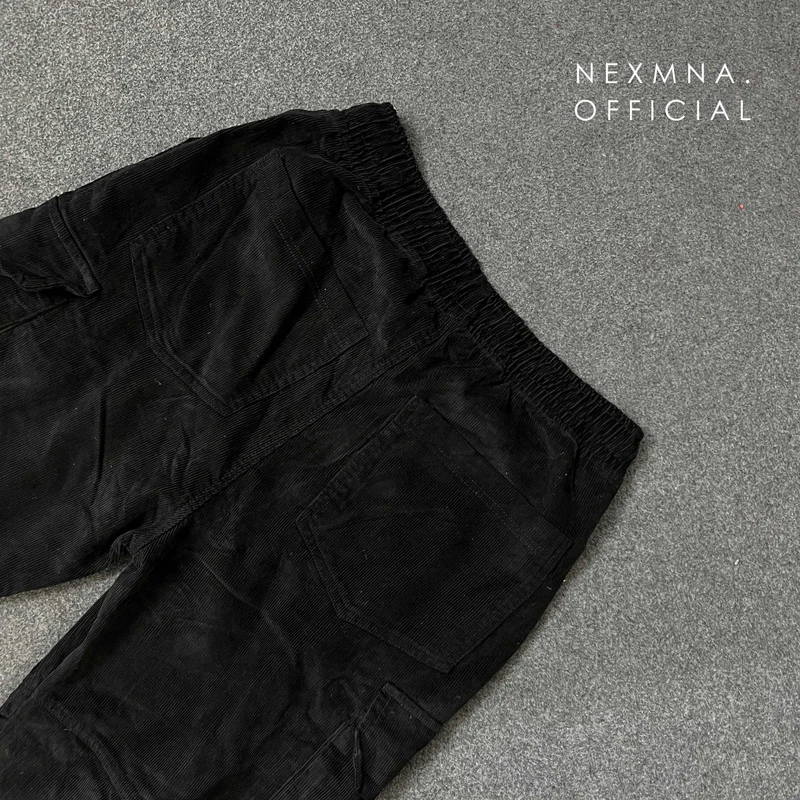CORD BAGGY CARGO - BLACK - Thumbnail 3