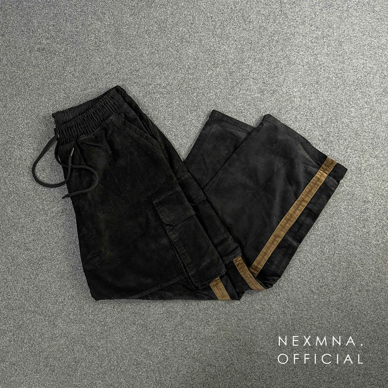 CORD BAGGY CARGO - BLACK - Thumbnail 4