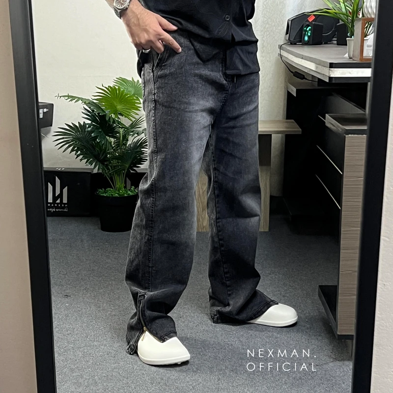 BIG ZIPPER BAGGY JEANS