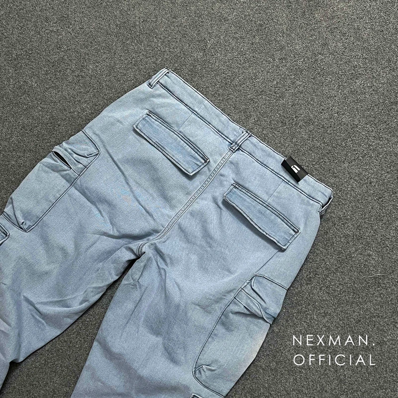 8 POCKET LIGHT BLUE BAGGY JEANS - Thumbnail 3