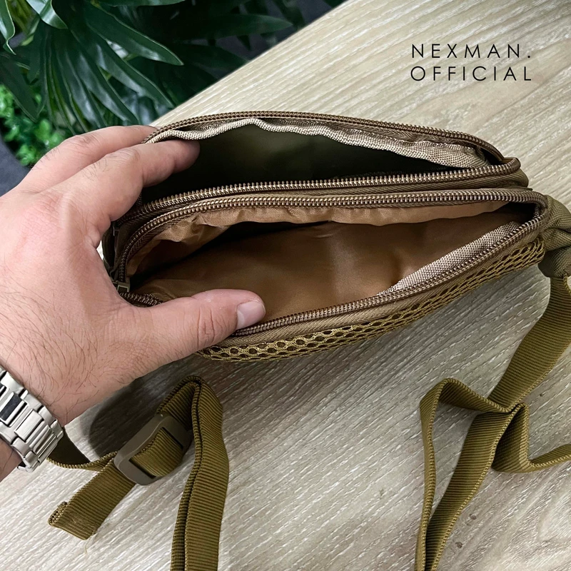 GLITCH LIGHT OLIVE - CHEST BAG FOR MEN - Thumbnail 4