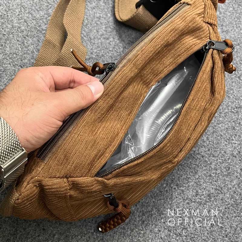CORD CHEST BAG - BROWN