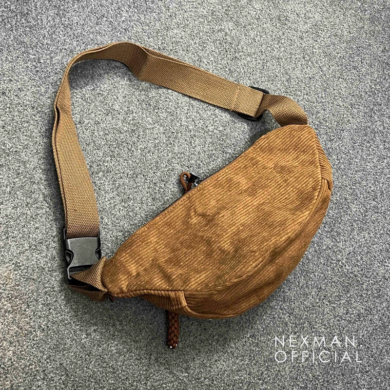 CORD CHEST BAG - BROWN - Thumbnail 4
