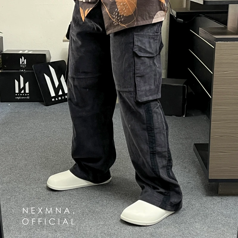 CORD BAGGY CARGO - GREY