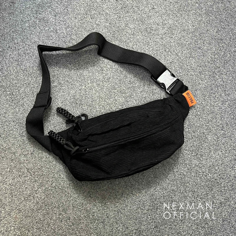 CORD CHEST BAG - BLACK