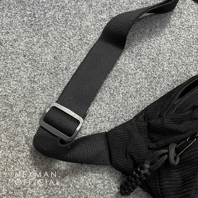 CORD CHEST BAG - BLACK - Thumbnail 3