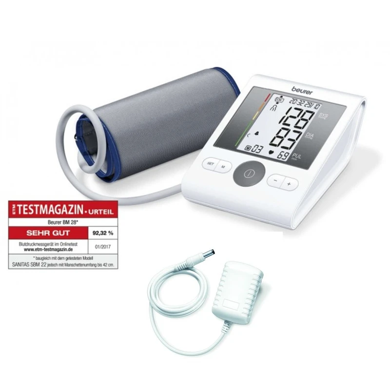Beurer Blood Pressure Monitor Upper Arm With Power Adapter- Value Pack BM 28