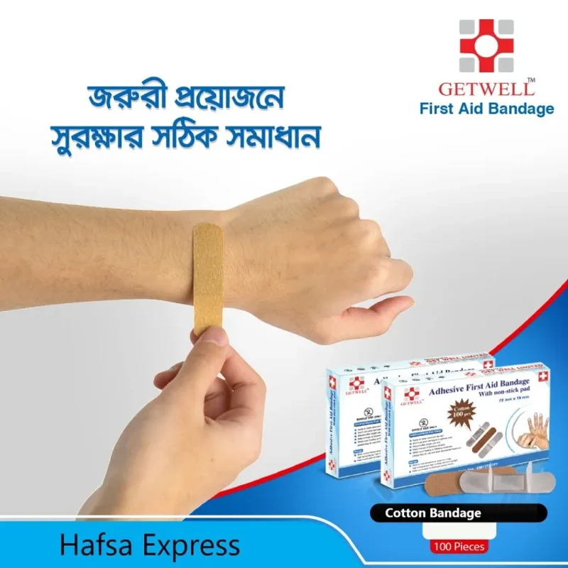 100 Pcs Getwell First Aid Strip Tape One Time Bandage